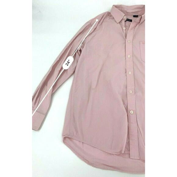 IZOD Men's Button Down Shirt Career Business Salmon Pink Plaid Size Medium - Picture 5 of 5